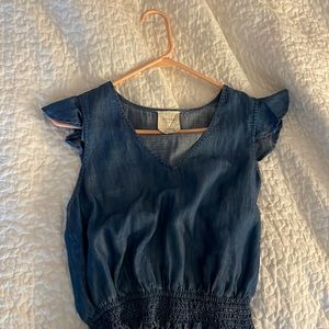 Harper Heritage Chambray Smocking Stretch Waistline from Francesca’s. XS